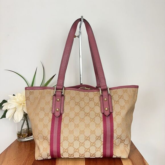 Pre-Owned Gucci Jolicoeur Tote GG Canvas Pink Beige - Picture 2 of 10